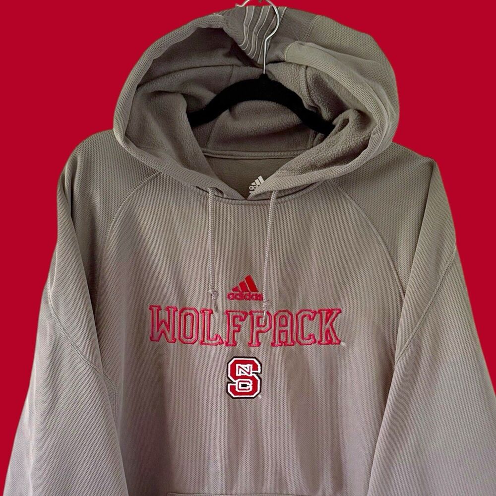 Adidas North Carolina NC State Hoodie Sweatshirt Gray Medium Wolfpack Men Grey